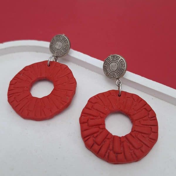 polymer clay earrings wicker red