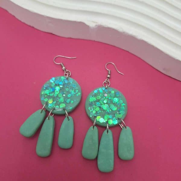 polymer clay earrings disco