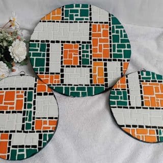 3 round mosaic tableau