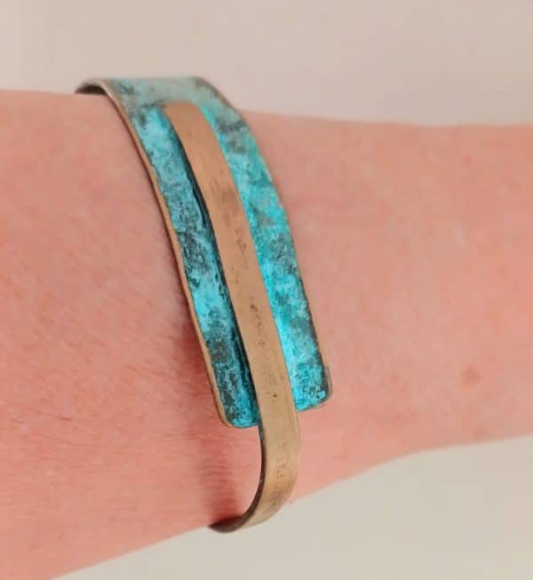 Bluerust & brass cuff