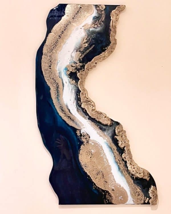 Teal Blue| Black Agate Painting