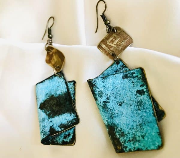 Bluerust &brass boho earrings