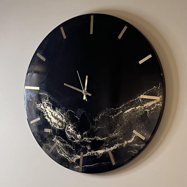 Black Gold Marble Round Clock