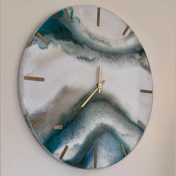 Green Gold Marble Round Clock