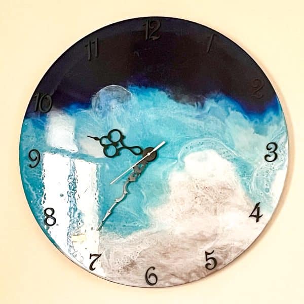 Blue & turquoise round sea wall clock