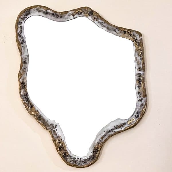 White & gold irregular full frame mirror