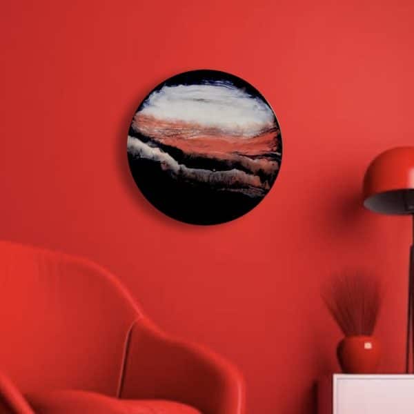 Black Red Round Epoxy Painting