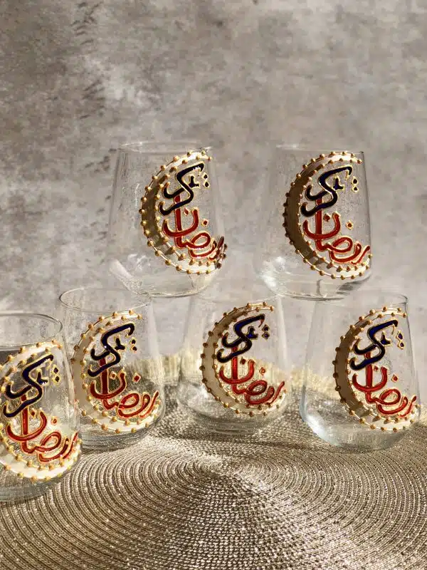 Ramadan Kareem with half moon cups