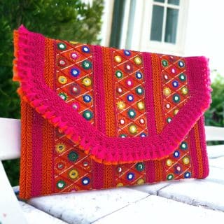 Hotpink & orange clutch