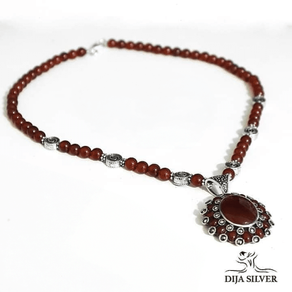 brown agate necklace and bracelet