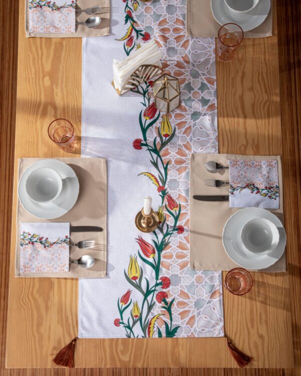 Printed Floral Arabesque Table Runner