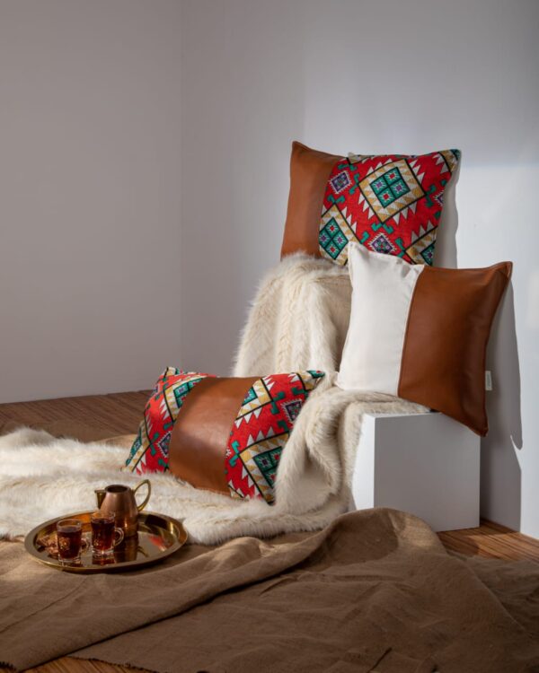 Leather Patchwork Cushion Cover (Set of 3)