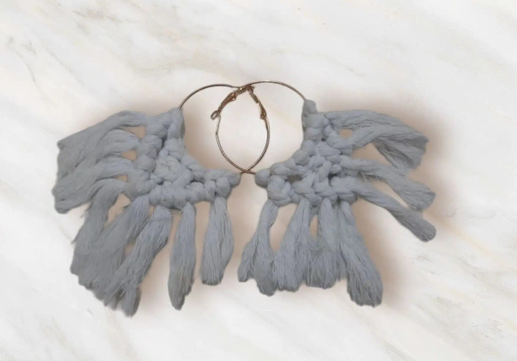 Handmade Macramé Hoop Earrings – Boho Chic Style 2 insMind Marble Texture Ecommerce Product Image 1