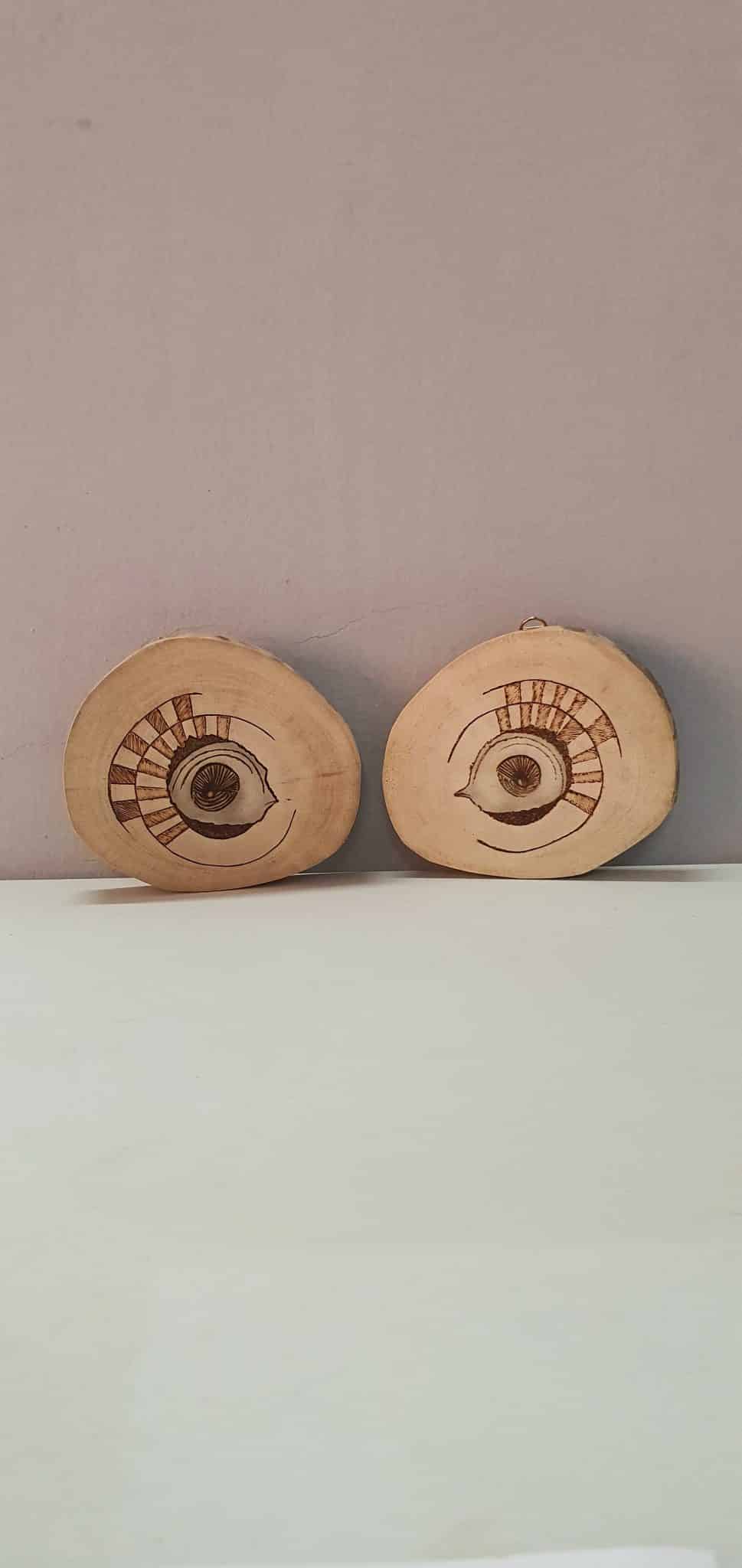 Twin Bird's Eye Wall Art 1 خشب طبيعي