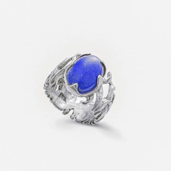 Pharaonic Collection, Engraved Scarab Ring With Blue Lapis