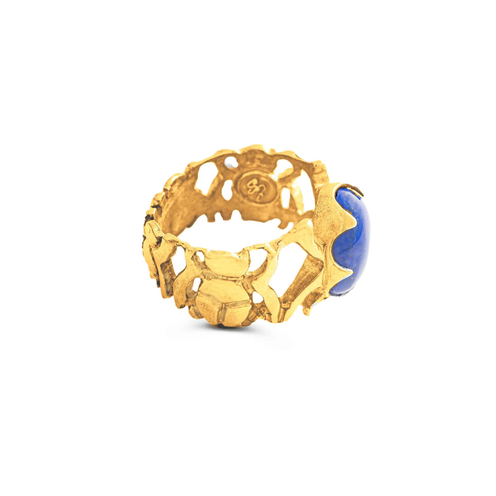 Pharaonic Collection, Scarabs With Oval Lapis Stones Ring 1 Pharaonic Collection, Scarabs With Oval Lapis Stones Ring