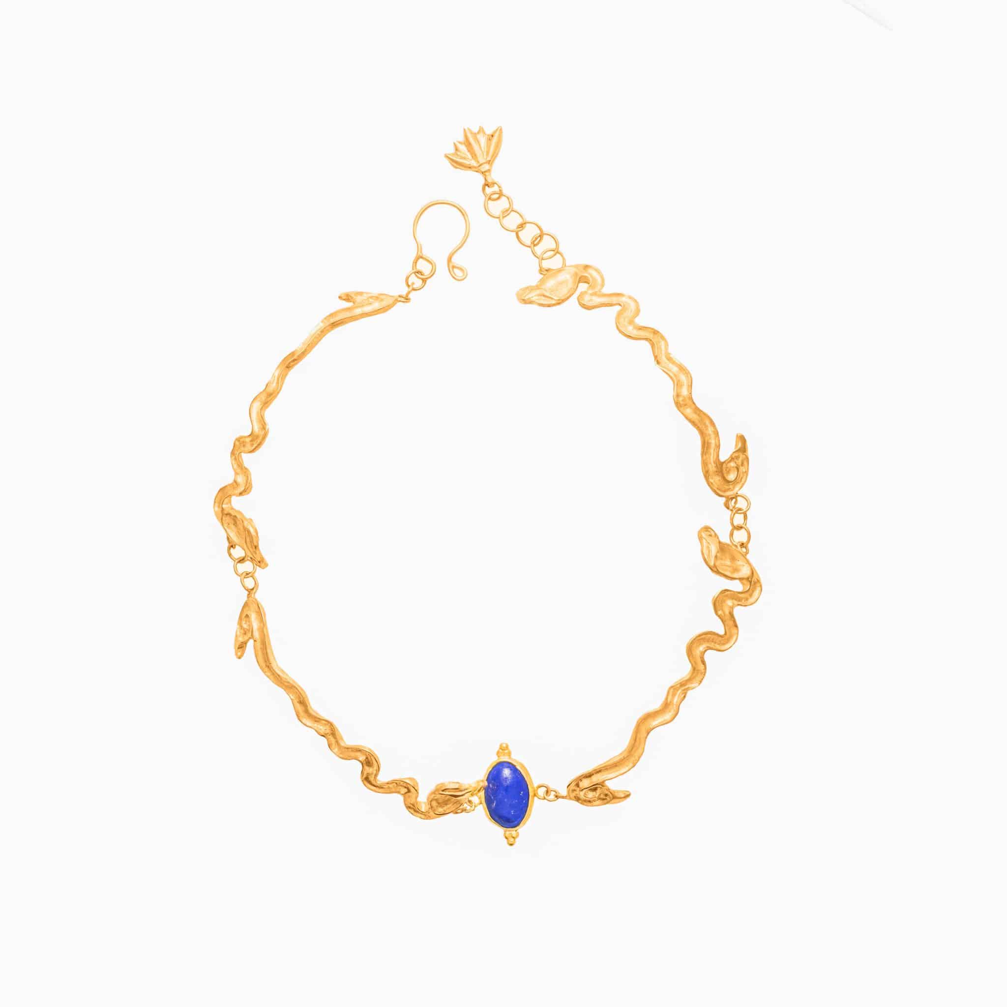 Pharaonic Collection, Cobra Snakes with Oval Lapis Necklace 1 Pharaonic Collection, Cobra Snakes with Oval Lapis Necklace