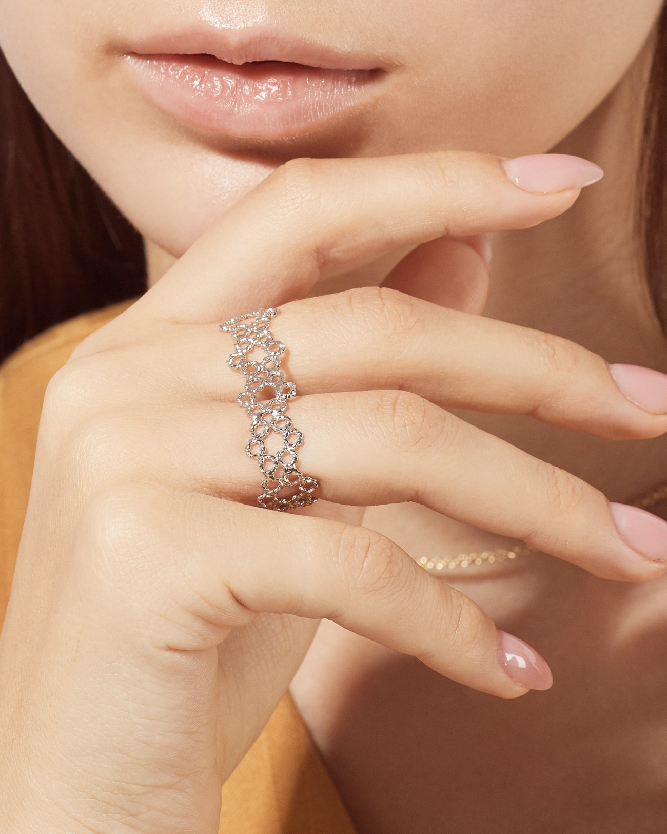 Dentellier Collection , Double Fingers Band Ring 3 Dentellier Double Ring SZR278.1