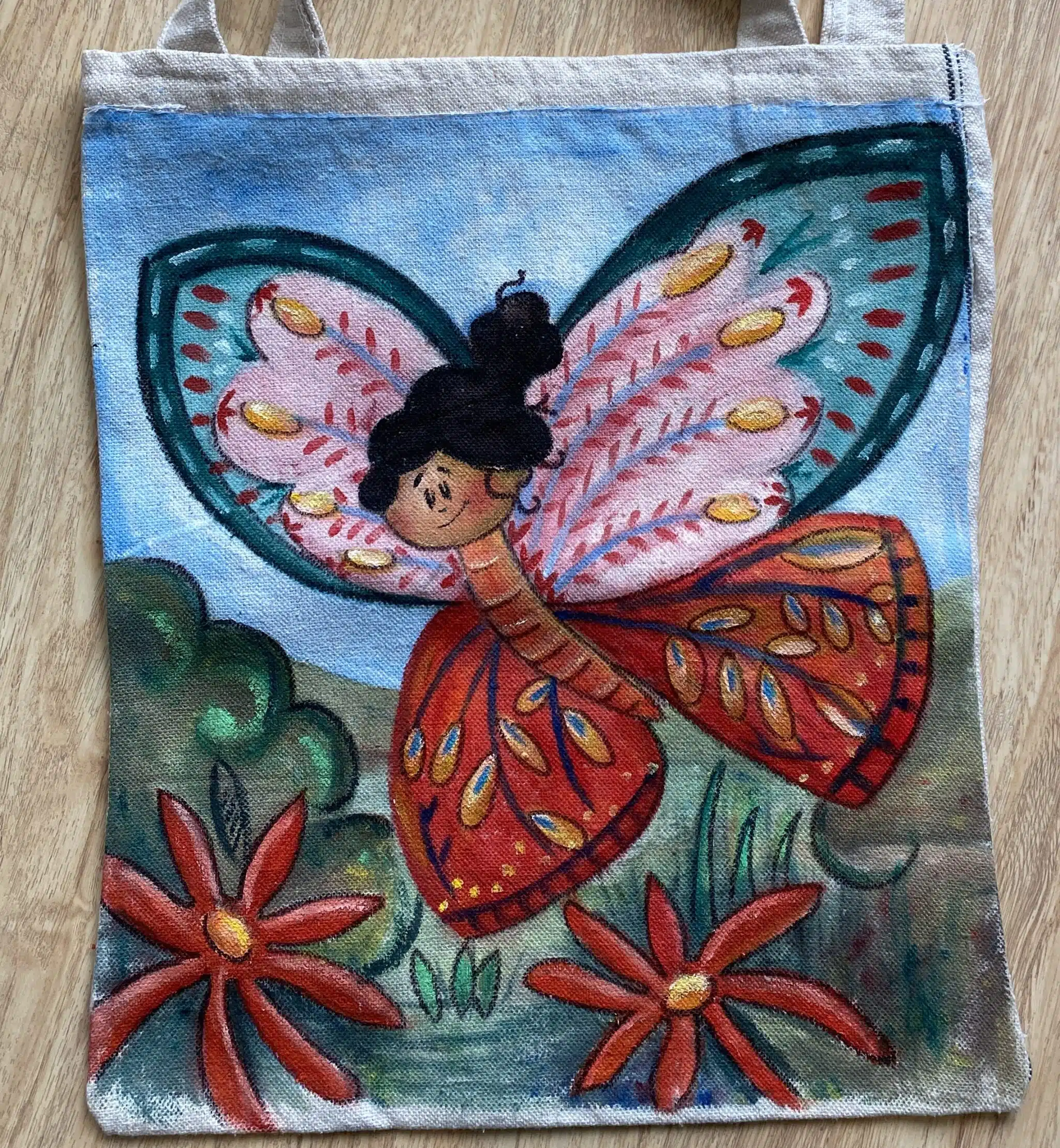 Hand painted tote bag 1 Hand painted tote bag