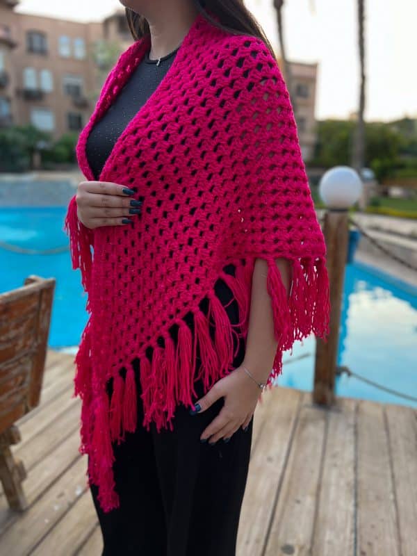 Hot Pink Crochet Shawl