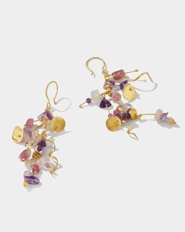 La Joie Amethyst, Tourmaline & Rose Quartz Long Earring