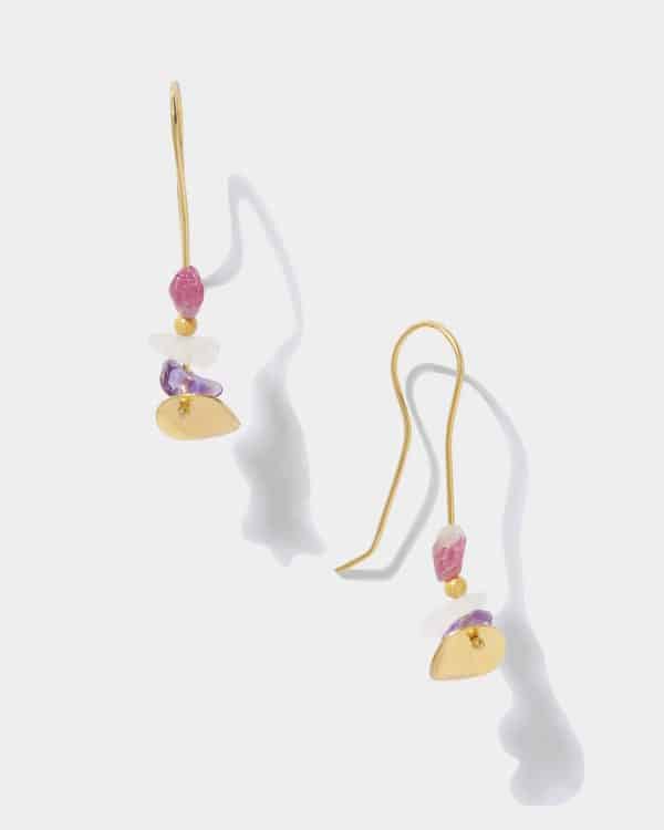 La Joie Amethyst, Tourmaline & Rose Quartz Medium Earring