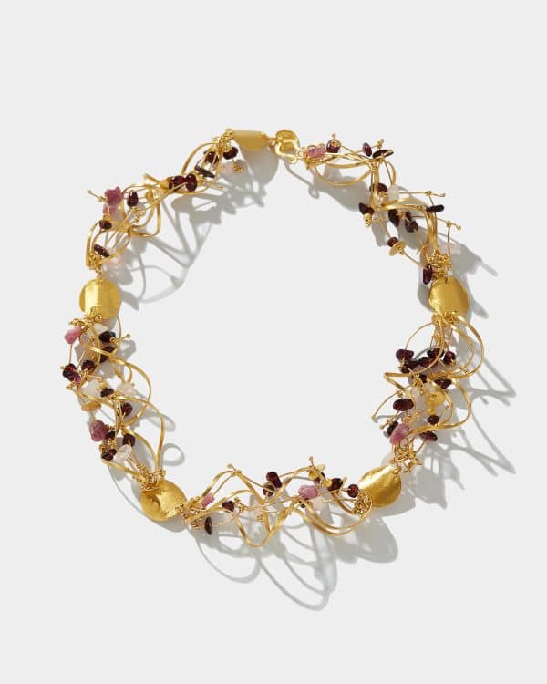 La Joie Garnet, Tourmaline & Rose Quartz Big Necklace