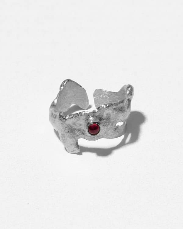 Essential Collection , Irregular Liquid Garnet Knuckle Ring