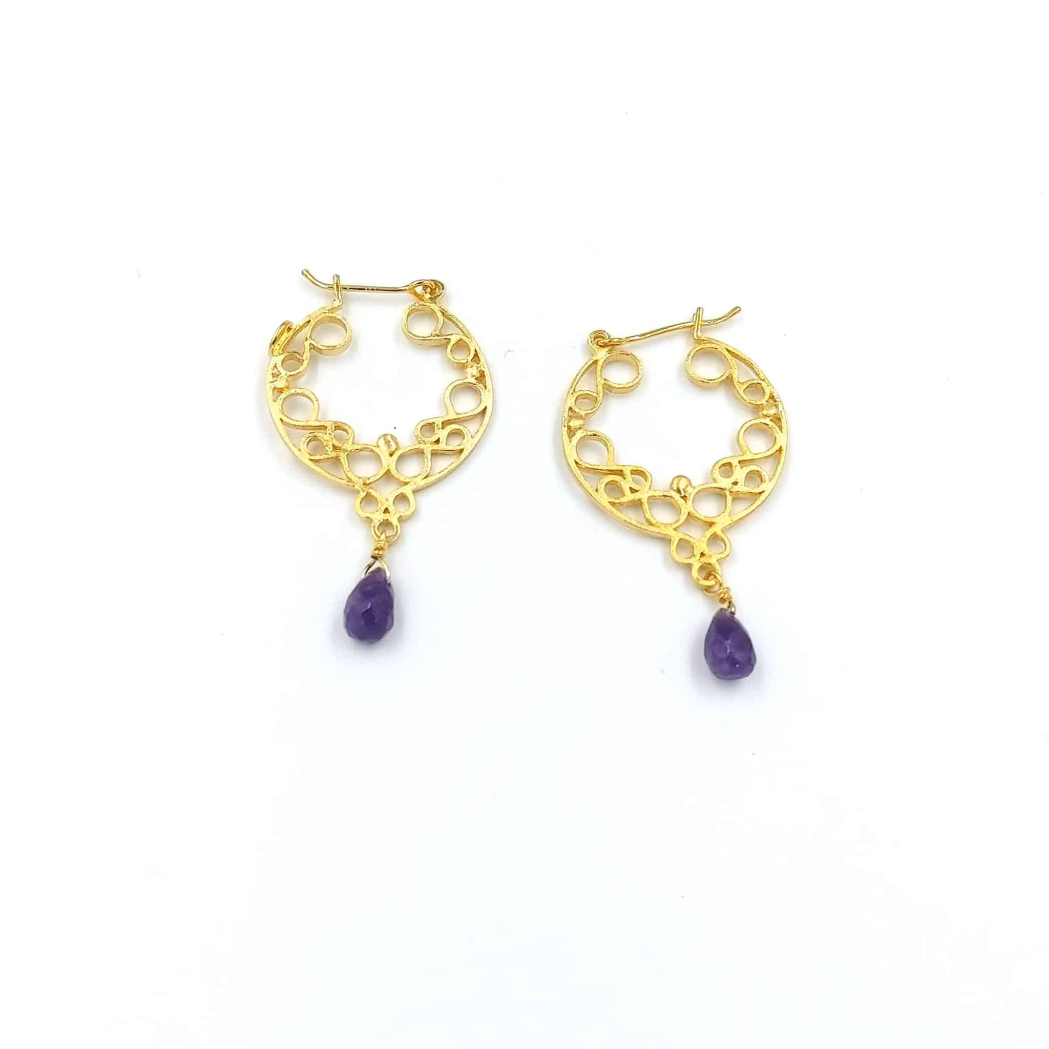 Filigree Collection, Filigree Amethyst Drop Earrings 1 Filigree Collection, Filigree Amethyst Drop Earrings