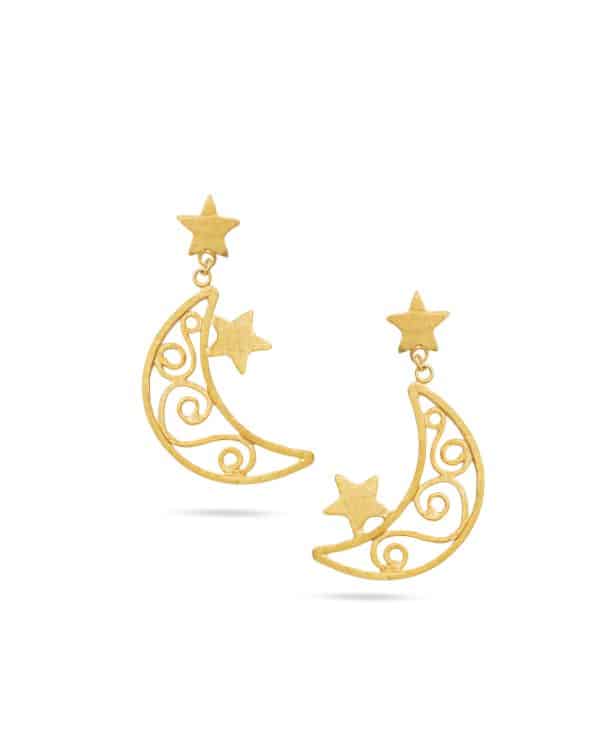 Summer Night Collection, Star & Half Moon Long Earring