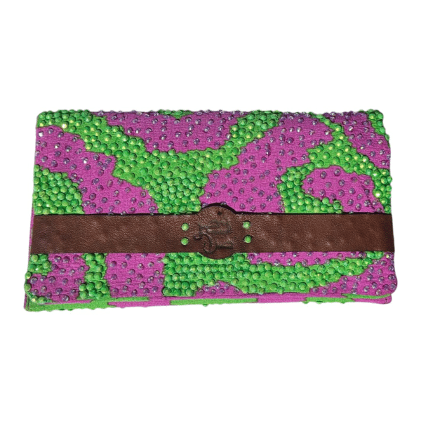 Green x Purple Rhinestones Clutch