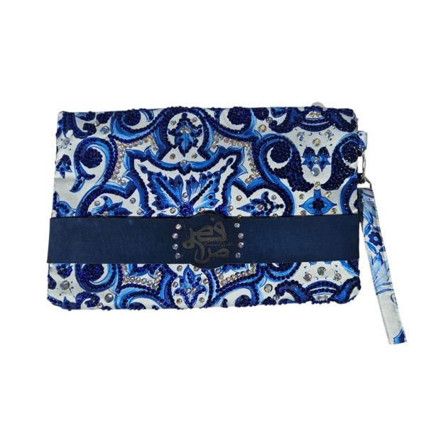 Royal Blue Rhinestones Clutch- Large