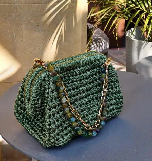Olive bag/clutch with a double handle