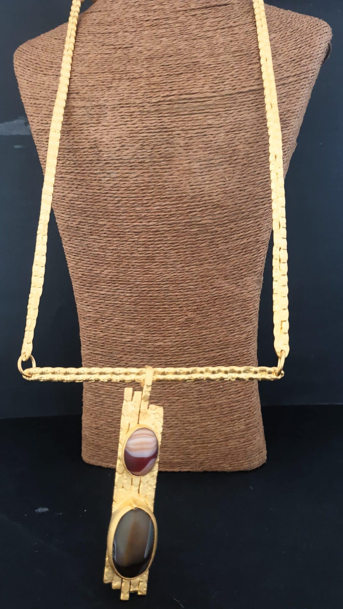 Square double agate necklace 1 Square double agate necklace