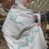 Roses Hand-embroidered Natural Cotton Shawl