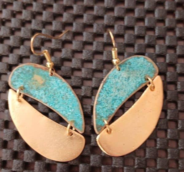 Bluerust & gold earrings