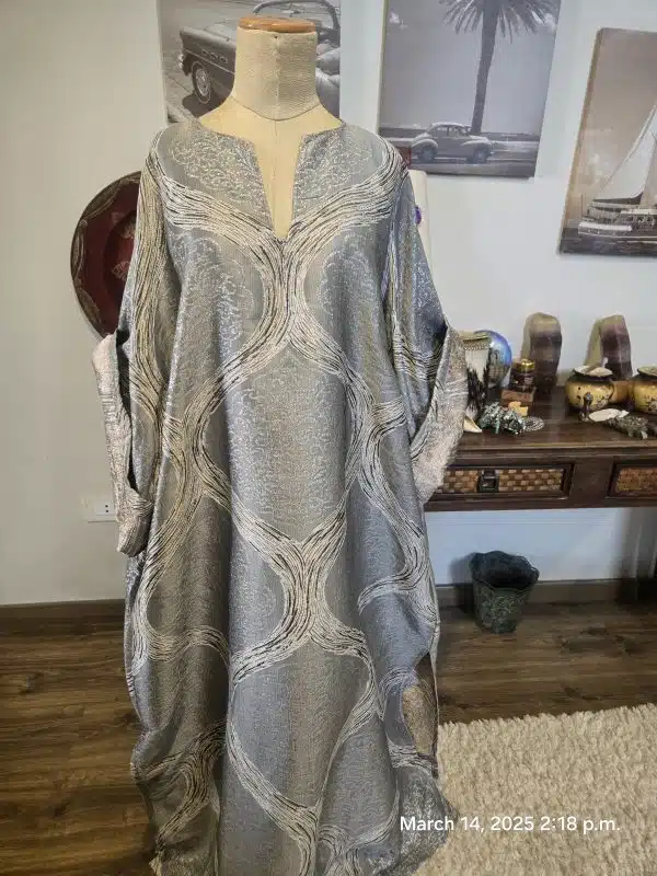 Silver silk dress / kaftan