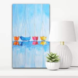 COLORFUL BOATS OIL PAINTING