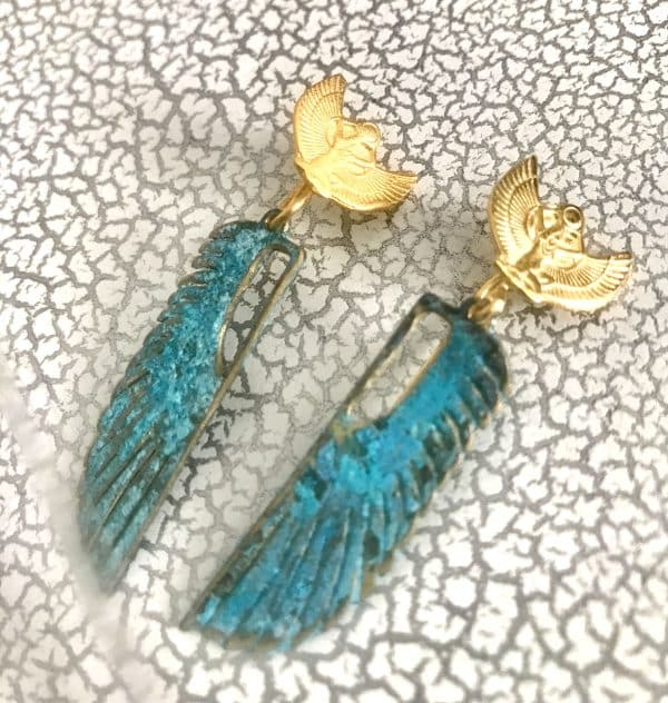 Isis wings bluerust earrings