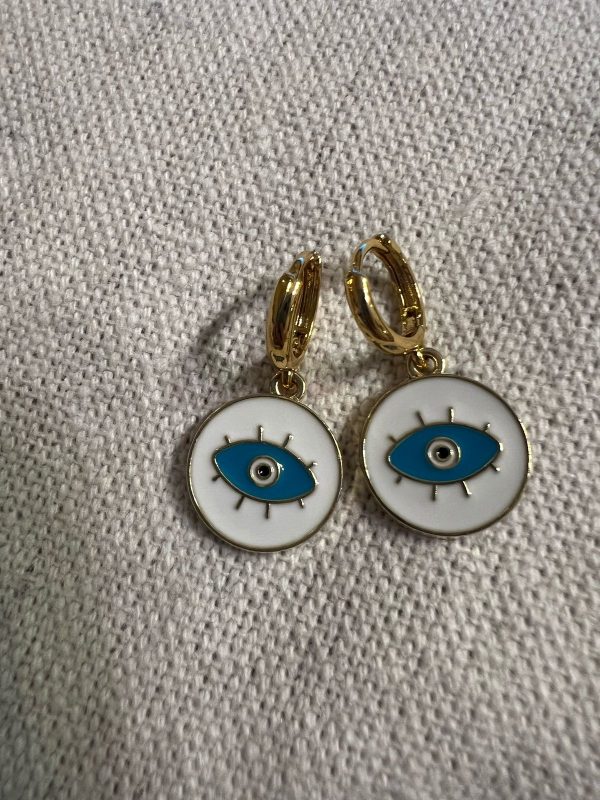 White Evil eye earrings