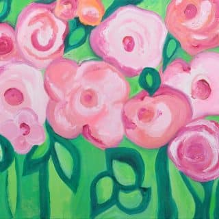 PINK & GREEN OIL PAINTING