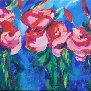 PINK & BLUE OIL PAINTING