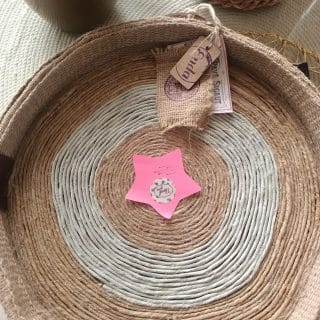 Jute & Burlap Tray with leather hands