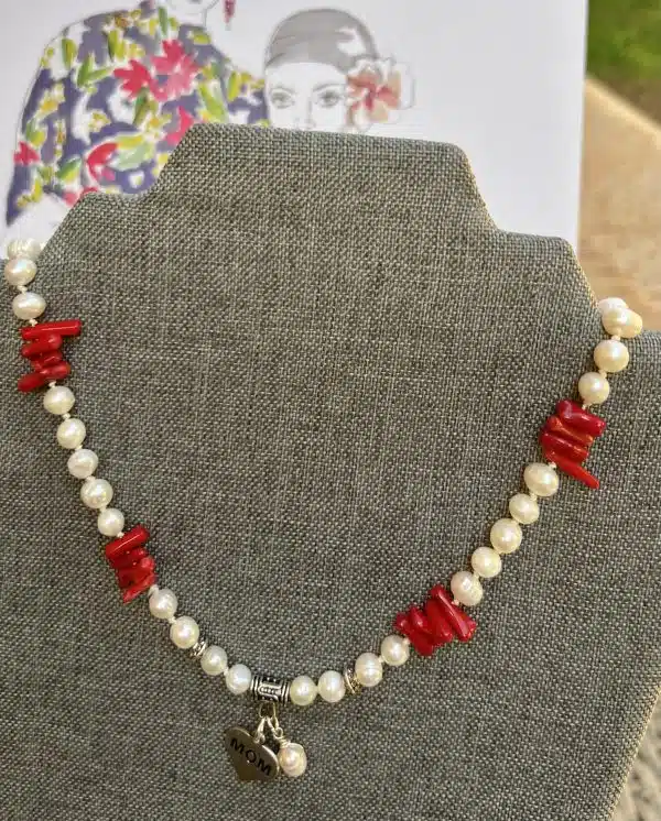 Pearl & coral necklace.