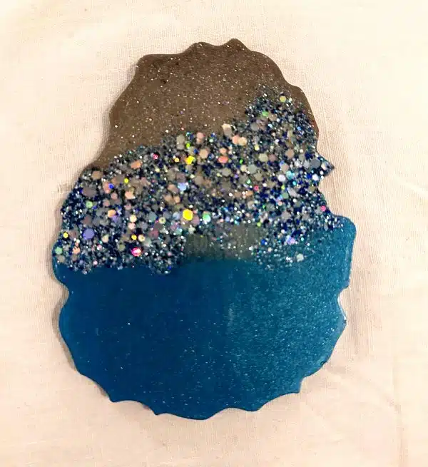 glittery beige and blue beach