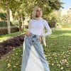 Lace whisper denim skirt