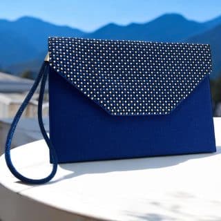 sparkly blue clutch