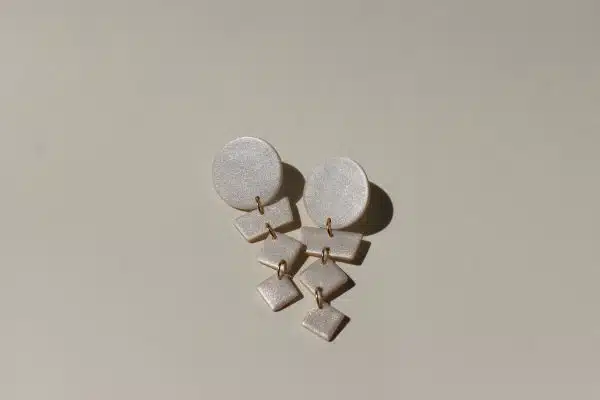 Sole earrings - Geometric statment design polymer clay earrings with 14 k gold-filled findings