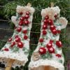 Floral long fingerless gloves