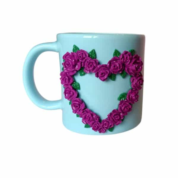 Purple Bouquet Flower - Blue Mug - 300ml